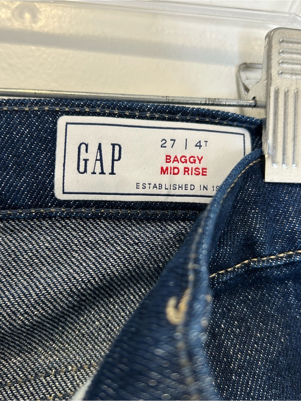 GAP Dark Indigo Baggy Mid Rise Wide-Leg Jeans Size 27 / 4T NWT $99 - Picture 7 of 11